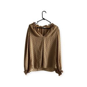 Max Studio Abstract Balloon Sleeve Blouse in Yellow